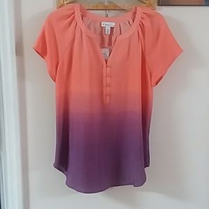 NWOT Kim Rogers Orange Purple Blouse - S